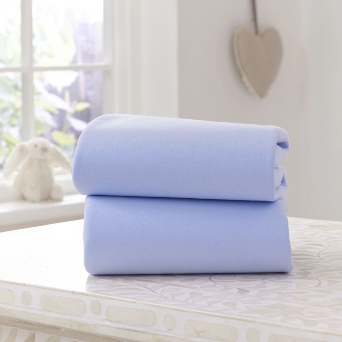 Clair De Lune Fitted Cotton Moses Basket Sheets 2 Pack - 2023, White