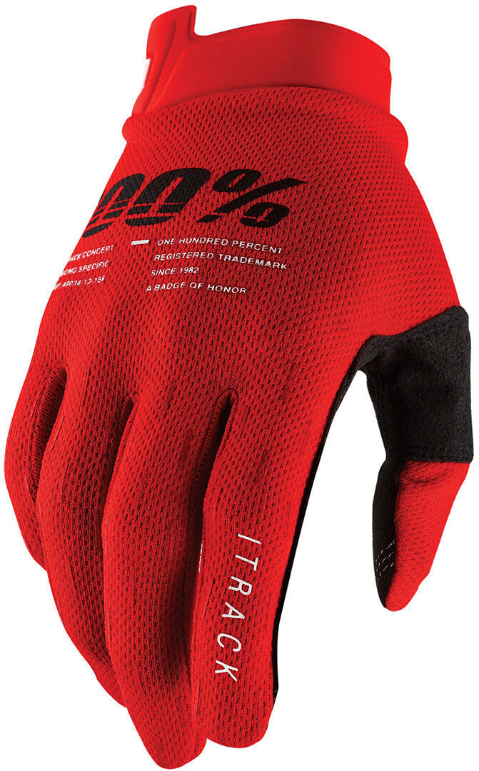 100% iTrack Bicycle Gloves, red, Size XL, red, Size XL