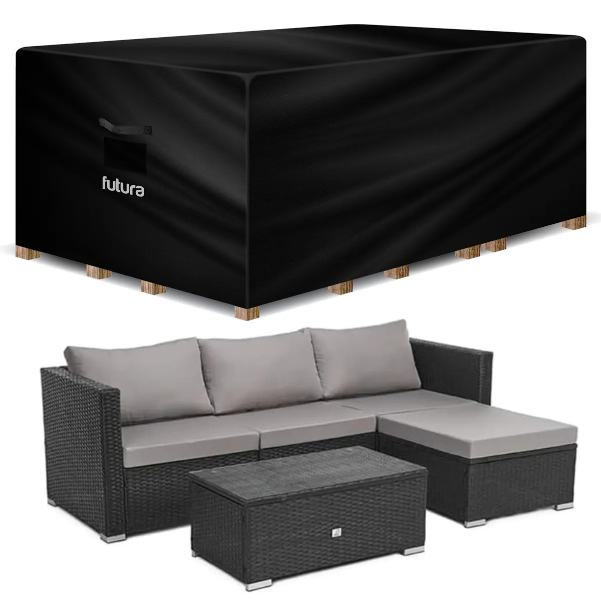 Garden Outdoor Furniture Rectangular Cover - Black / 170cm