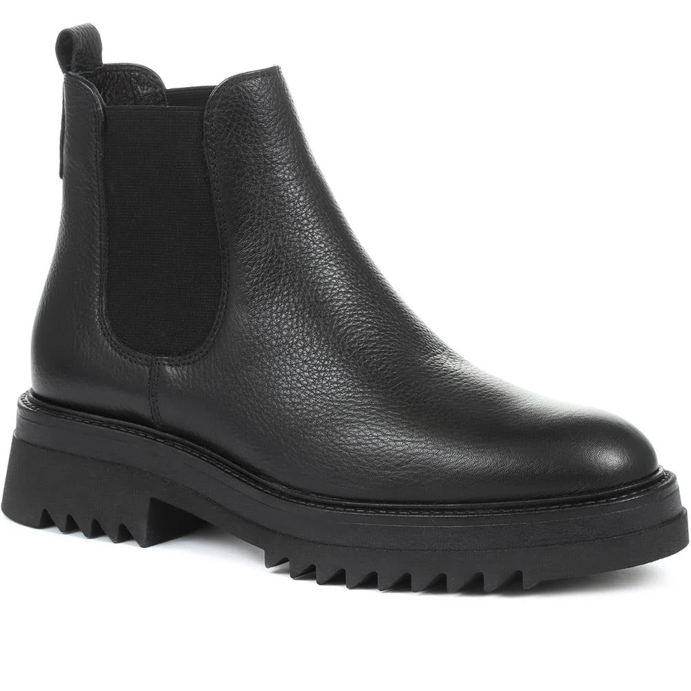 Jones Bootmaker Women's Trieste Chunky Leather Chelsea Boots Black Size 8