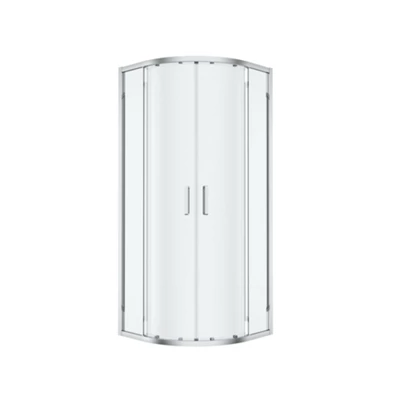 GoodHome Ledava Clear Glass Chrome Effect Quadrant Shower Enclosure - Corner Entry Double Sliding Door (W)80Cm (D)80Cm
