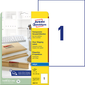 Avery J8567-25 printer label Transparent