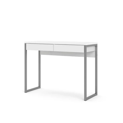 Tvilum White High Gloss Office Desk with 2 Drawers - Function Plus