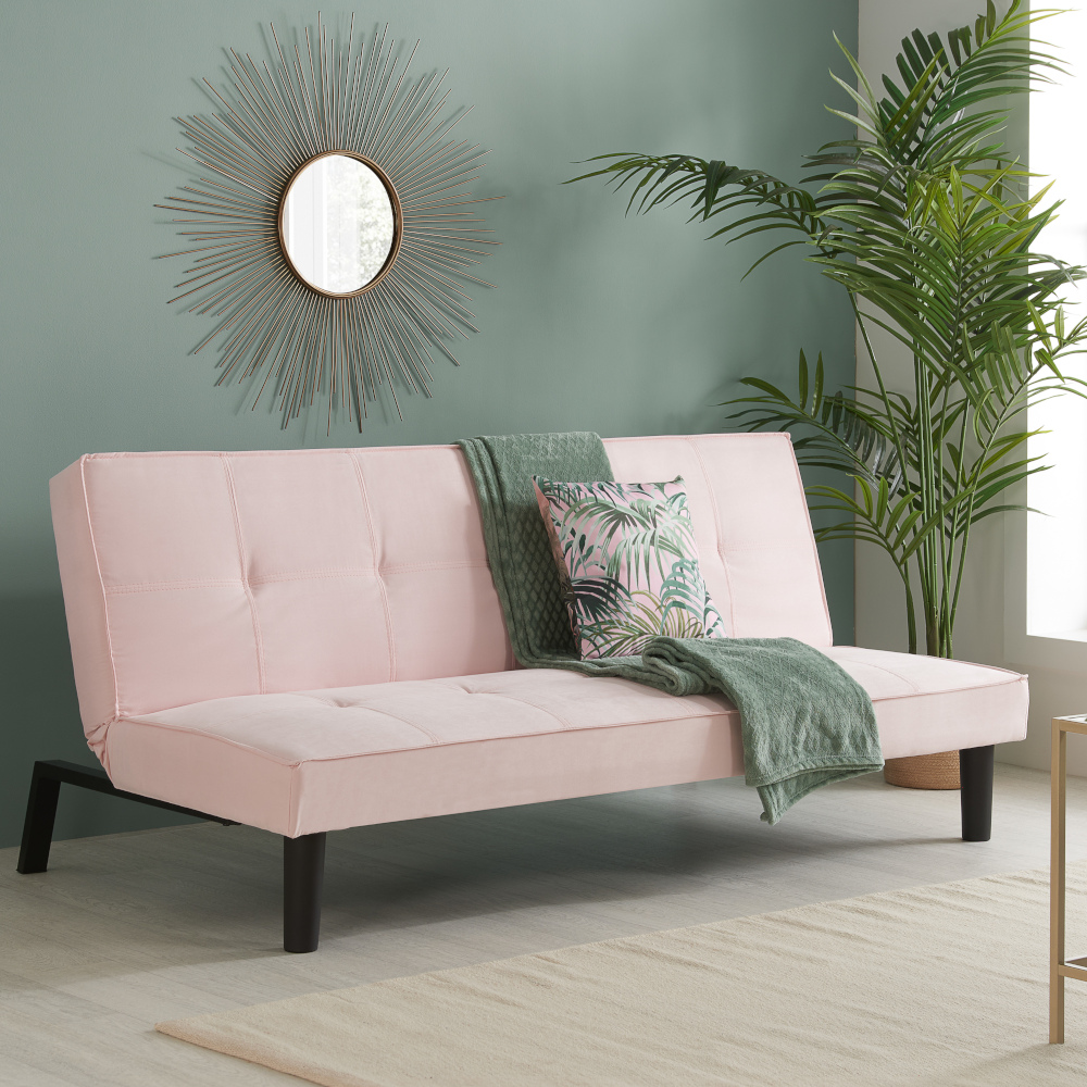 Happy Beds Aurora - Fold-Out Sofa Bed - Blush Pink - Fabric