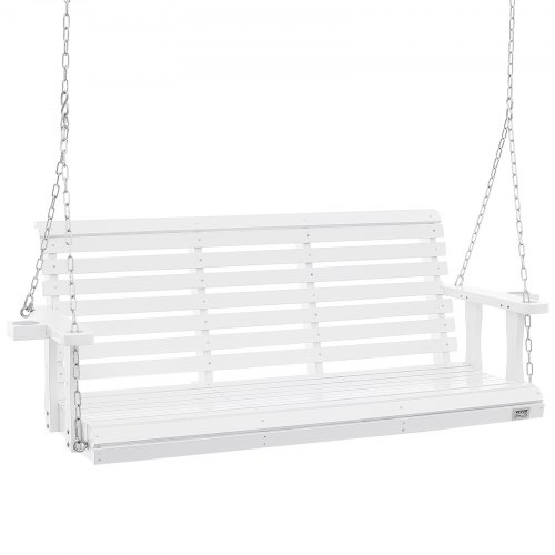 VEVOR 65” Porch Swing Bench Wooden Hanging Outdoor Garden Patio Courtyard White