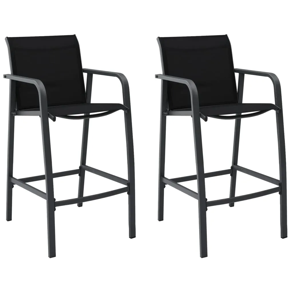 VidaXL Garden Bar Chairs 2 pcs Black Textilene