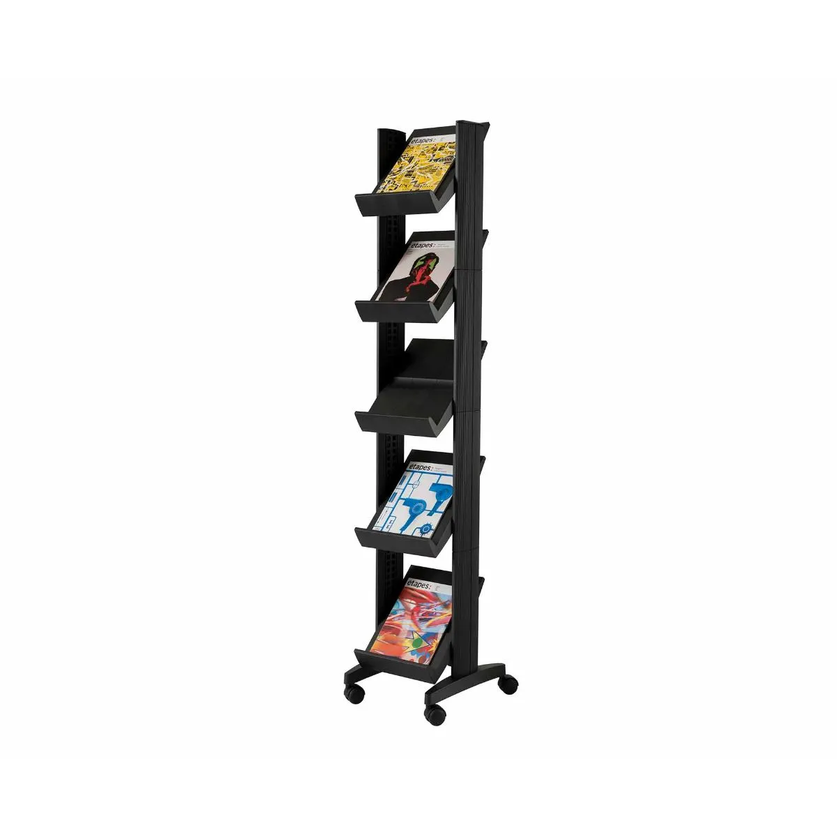 Paperflow Mobile Display Unit with 5 Sloping Shelves, Black | Conference Supplies & Presentation Equipment > Presentation Products > Folders