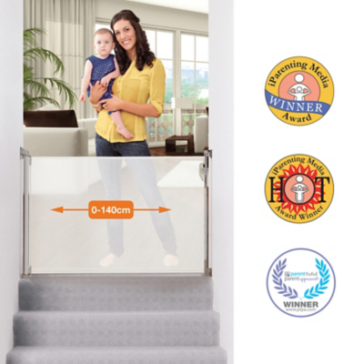  Retractable Relocatable Gate (Fits Gaps 0-140cm) - White/Mesh, One Colour