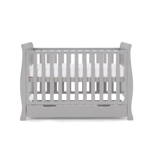  Stamford Mini Sleigh Cot Bed Including Underbed Drawer-Warm Grey