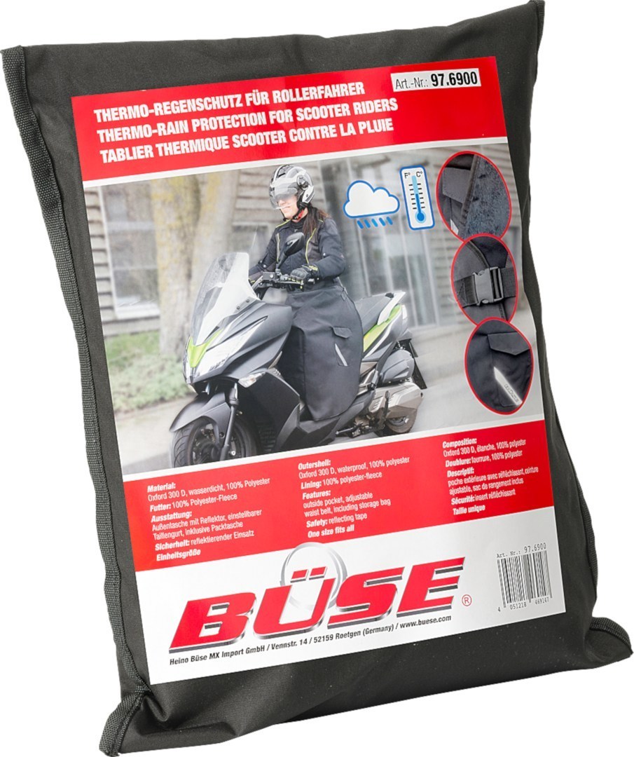 Büse Thermo-Rain Protection for scooter riders, black-white, black-white, Size One Size