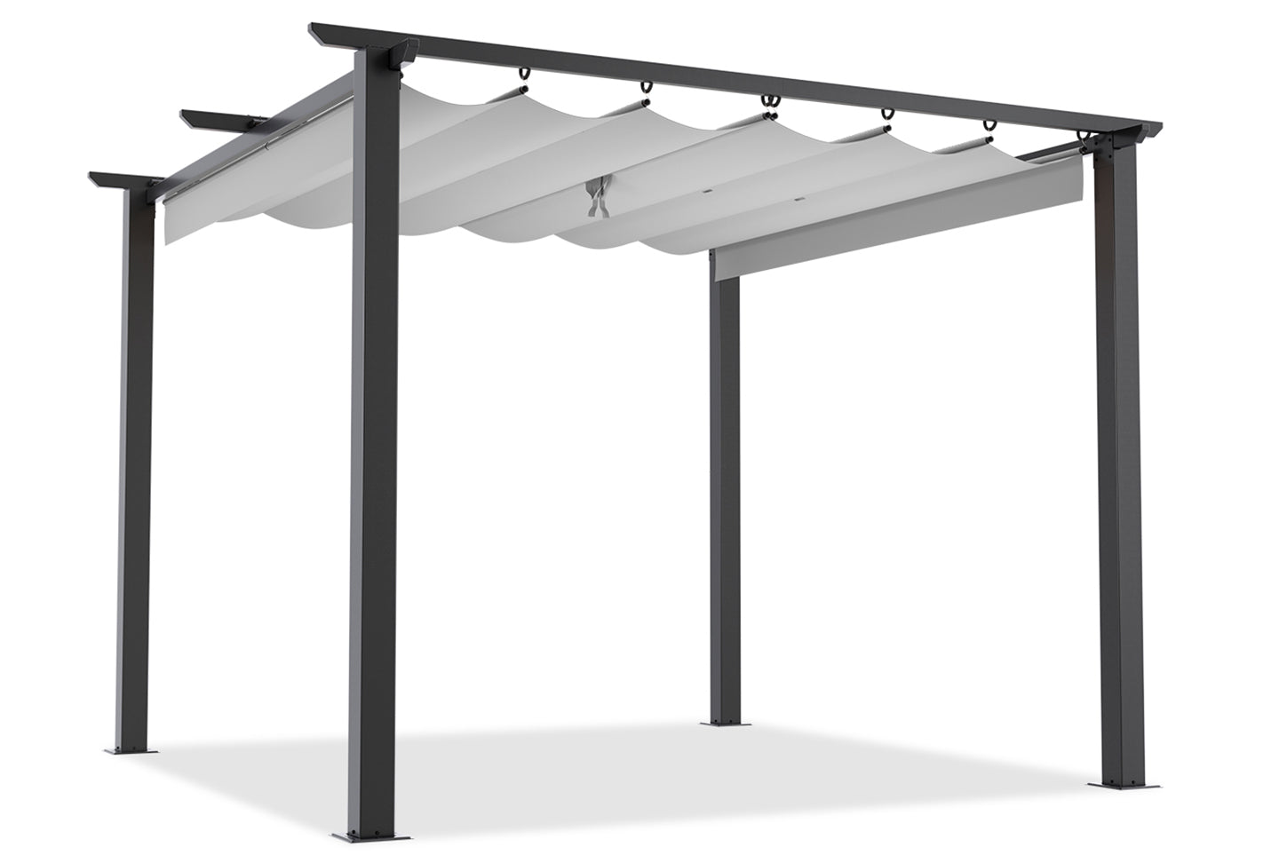 RattanTree 3x3M Outdoor Retractable Pergola with Canopy Patio Metal Shelter for Garden Gazebo Grey