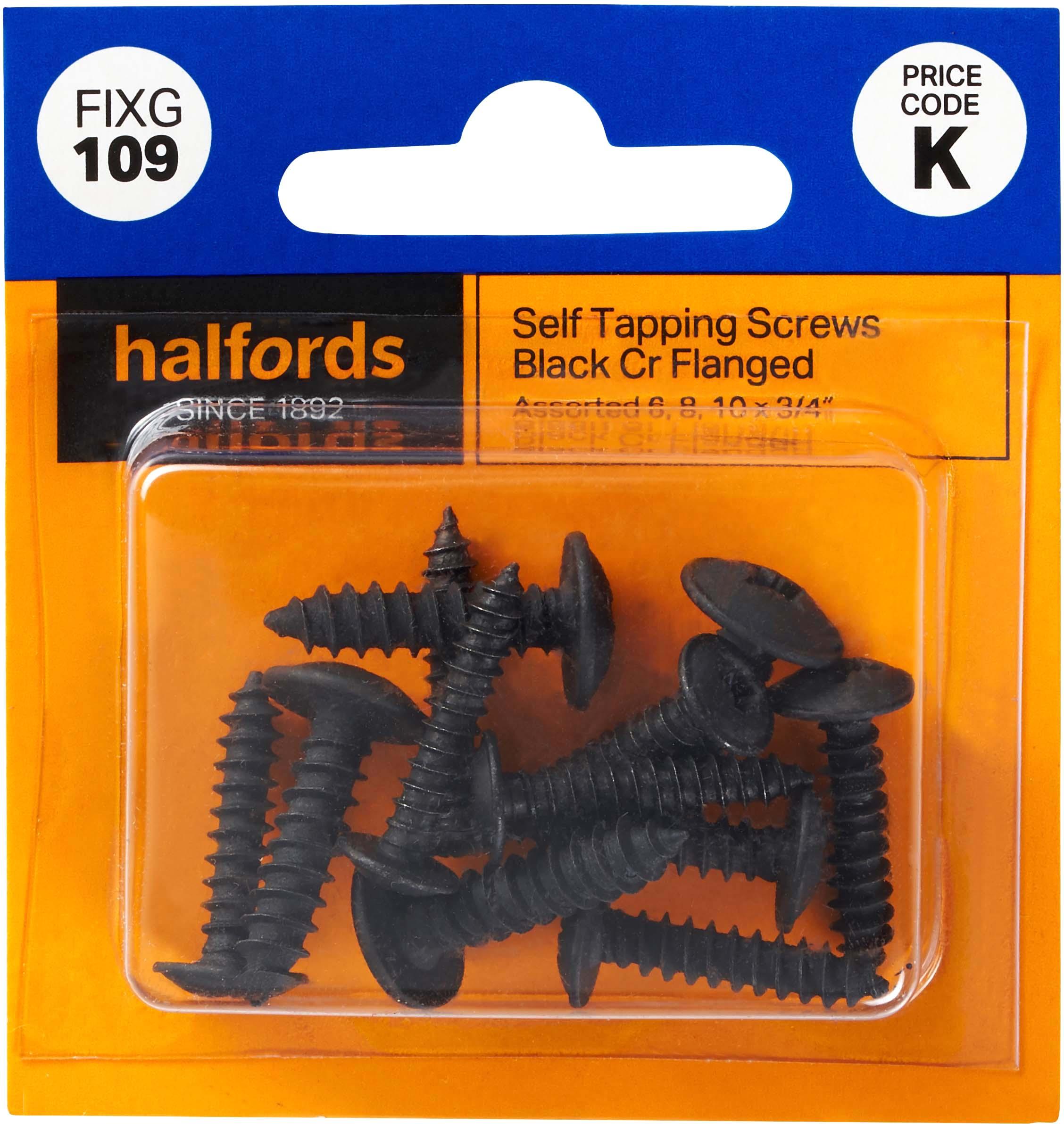Halfords Assort Self Tapping Screws Black (Fixg109)