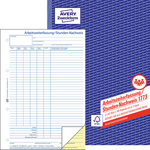 Avery -Zweckform 1773 Attendance sheet A4 Payment Slip White Paper