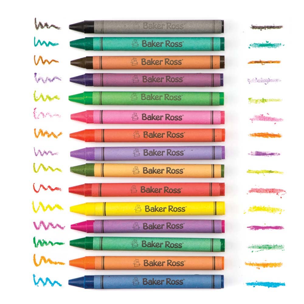 Baker Ross Value Pack Wax Crayons - 96 Kids Crayons In 16 Colours. Classpack Bulk Crayons. Wrapped Craft Crayons. Size 8.5cm.