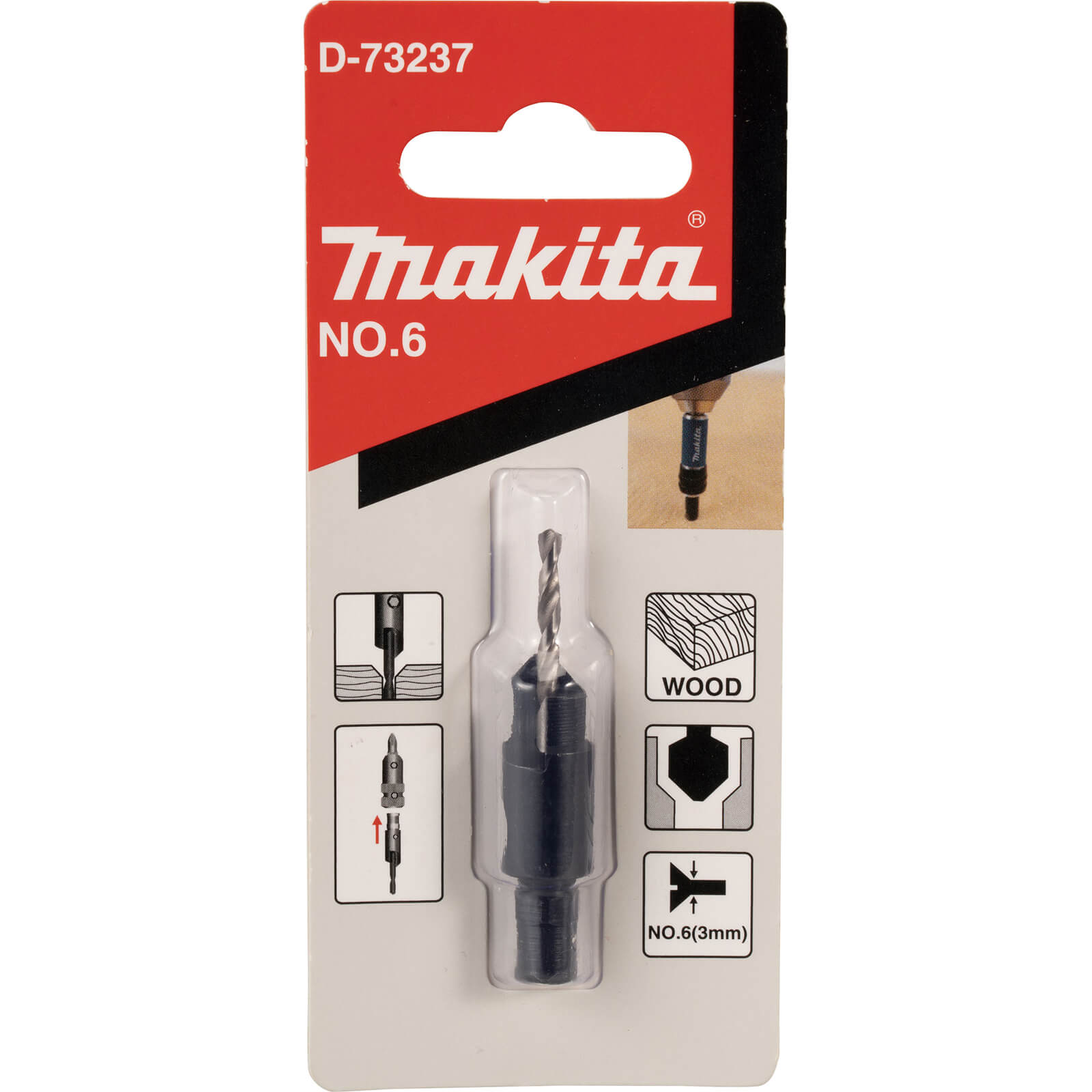 Makita Replacement 4 Way Countersink and Drill Bit Size 6