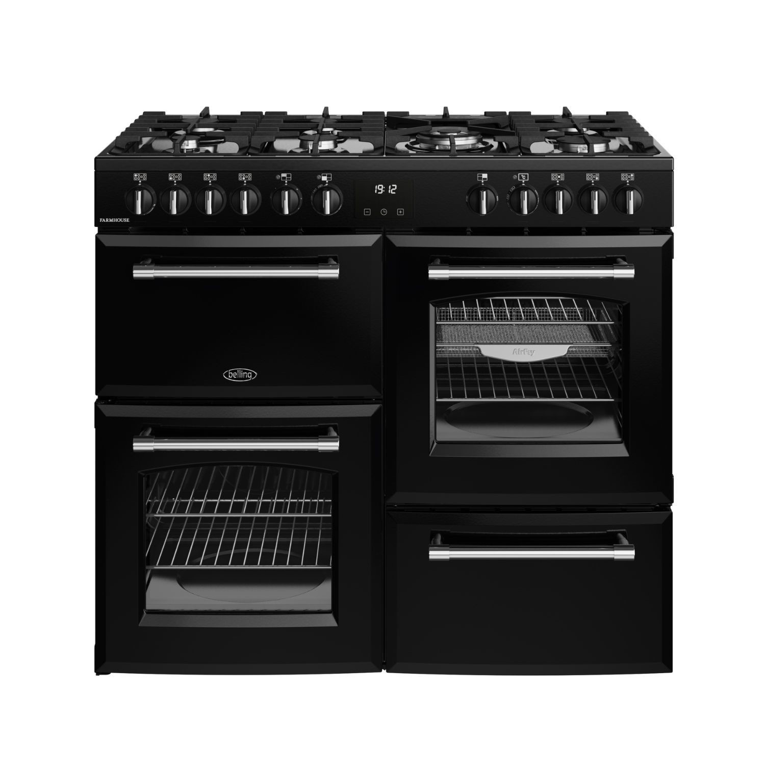  Farmhouse 100cm Dual Fuel Range Cooker - Black