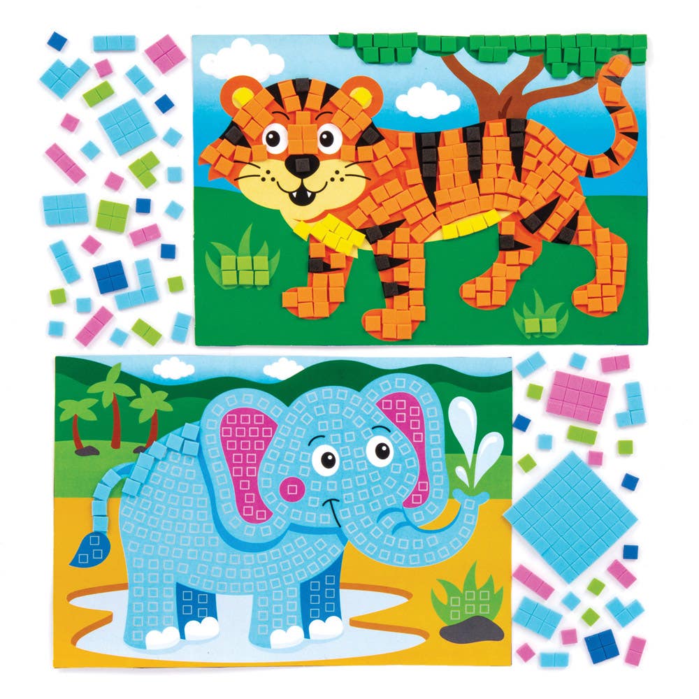 Baker Ross Jungle Animal Mosaic Picture Kits (Pack of 4)