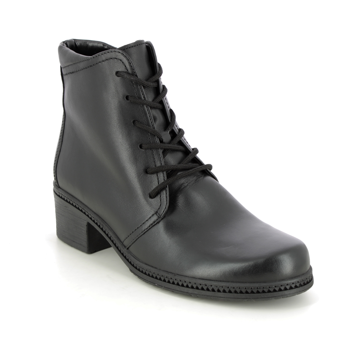Gabor 94.661.27 Mena Soul Black Leather Womens Lace Up Boots