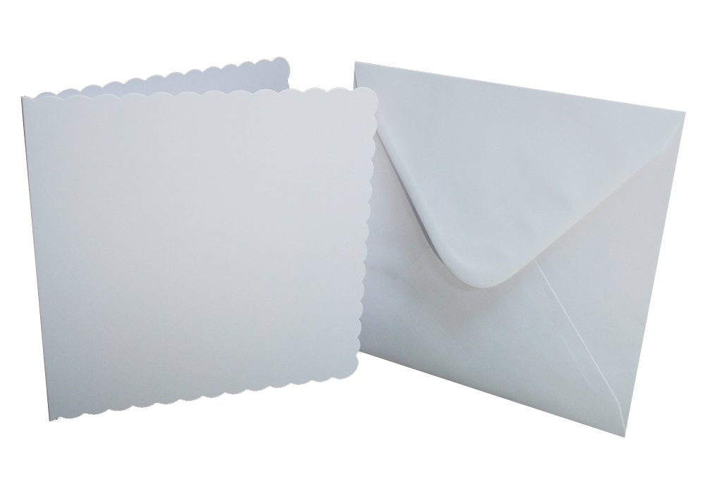 Craft UK 25 X 7" X 7" White Scalloped Blank Cards & Envelopes Card Making Craft 1076