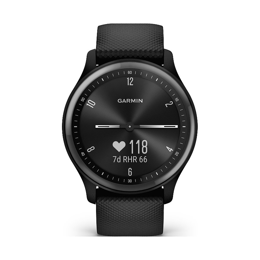 Garmin vivomove Sport - Black, Silicone Strap, Small, Black