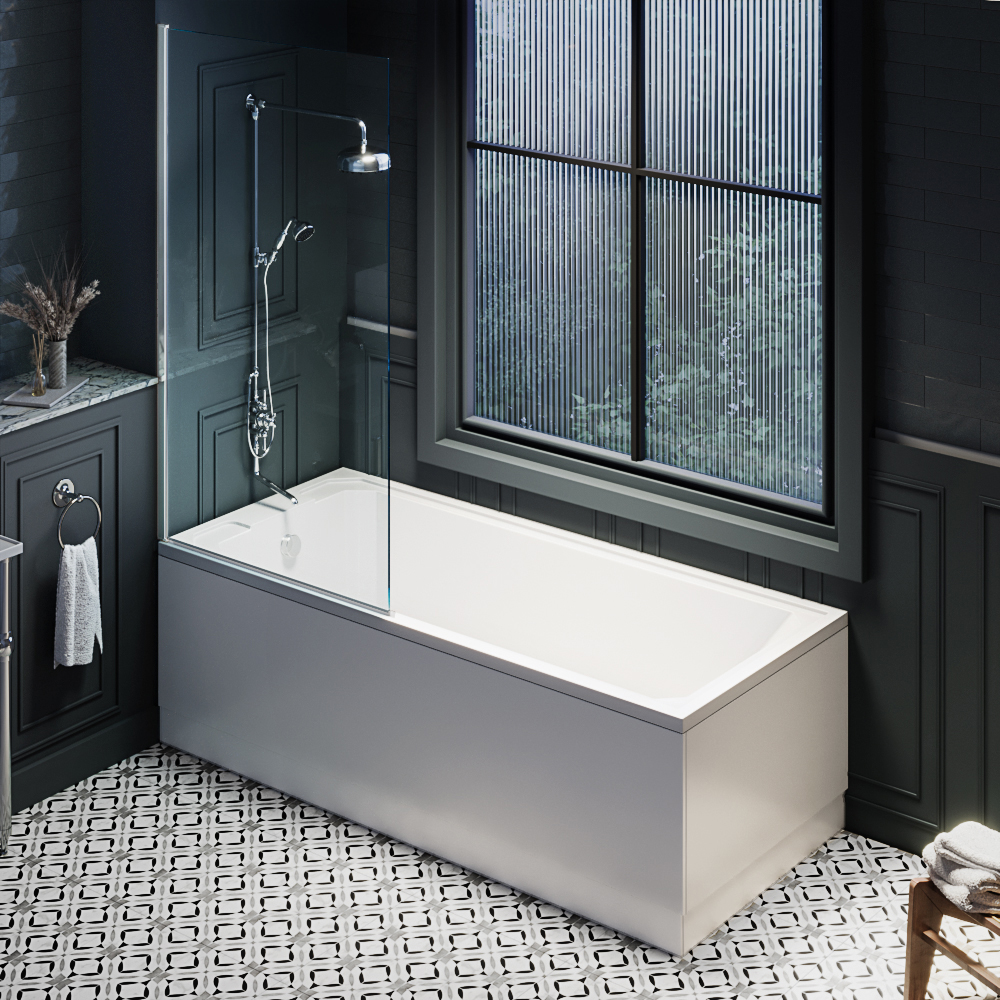 HudsonReed Milano Richmond - Traditional Art Deco Single Ended Shower Bath - Choice of Screen, Size and Panels