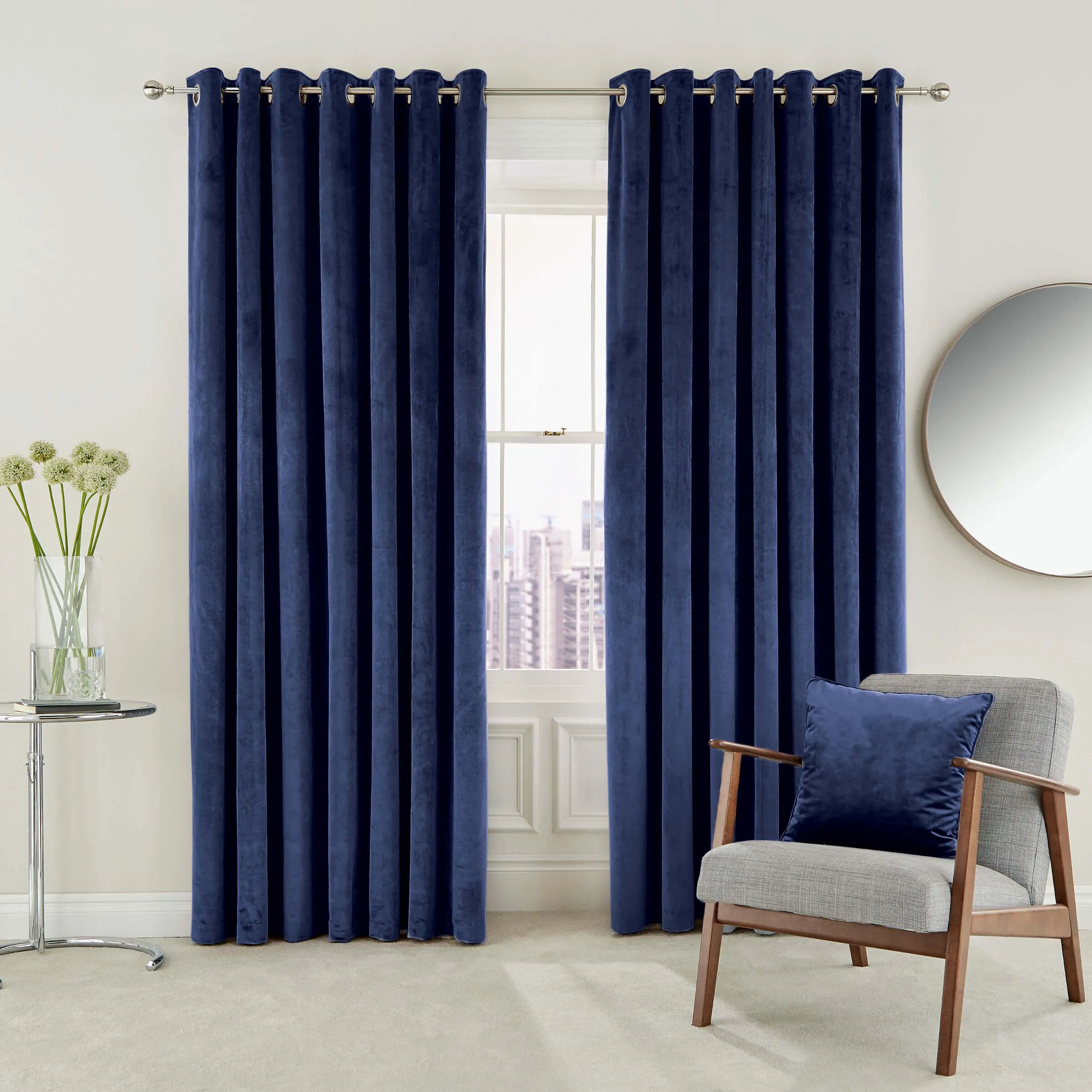 Helena Springfield 'Escala' Woven Lined Curtains|Size: 167cm width x 228cm drop|blue