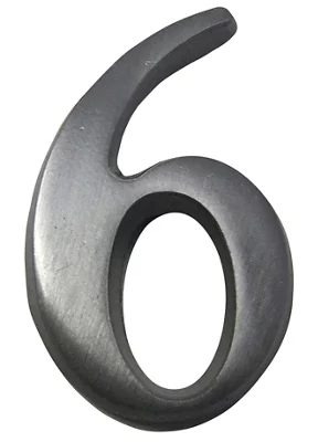 The House Nameplate Company Brushed Silver Effect Aluminium Self-Adhesive House Number 6, (H)40mm (W)25mm