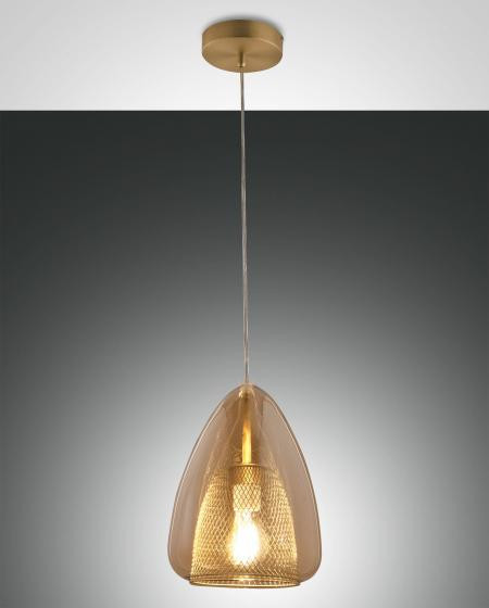 Fabas Luce Lighting Britton Dome Pendant Ceiling Lights Amber Glass, E27