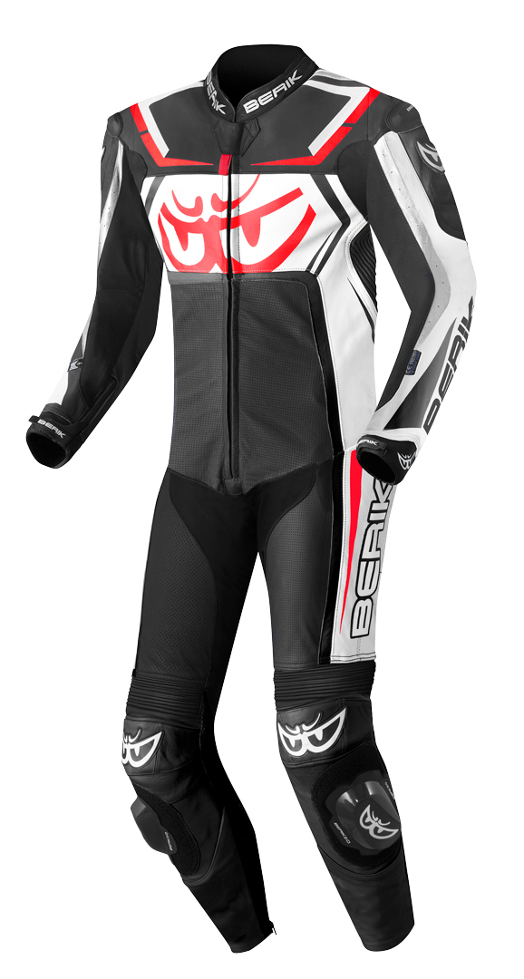 Berik Race-Tech One Piece Motorcycle Leather Suit, black-white, Size 50, black-white, Size 50