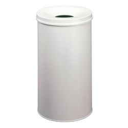 Durable Waste Basket Safe Round 60L Grey Flip Steel Waste Bin