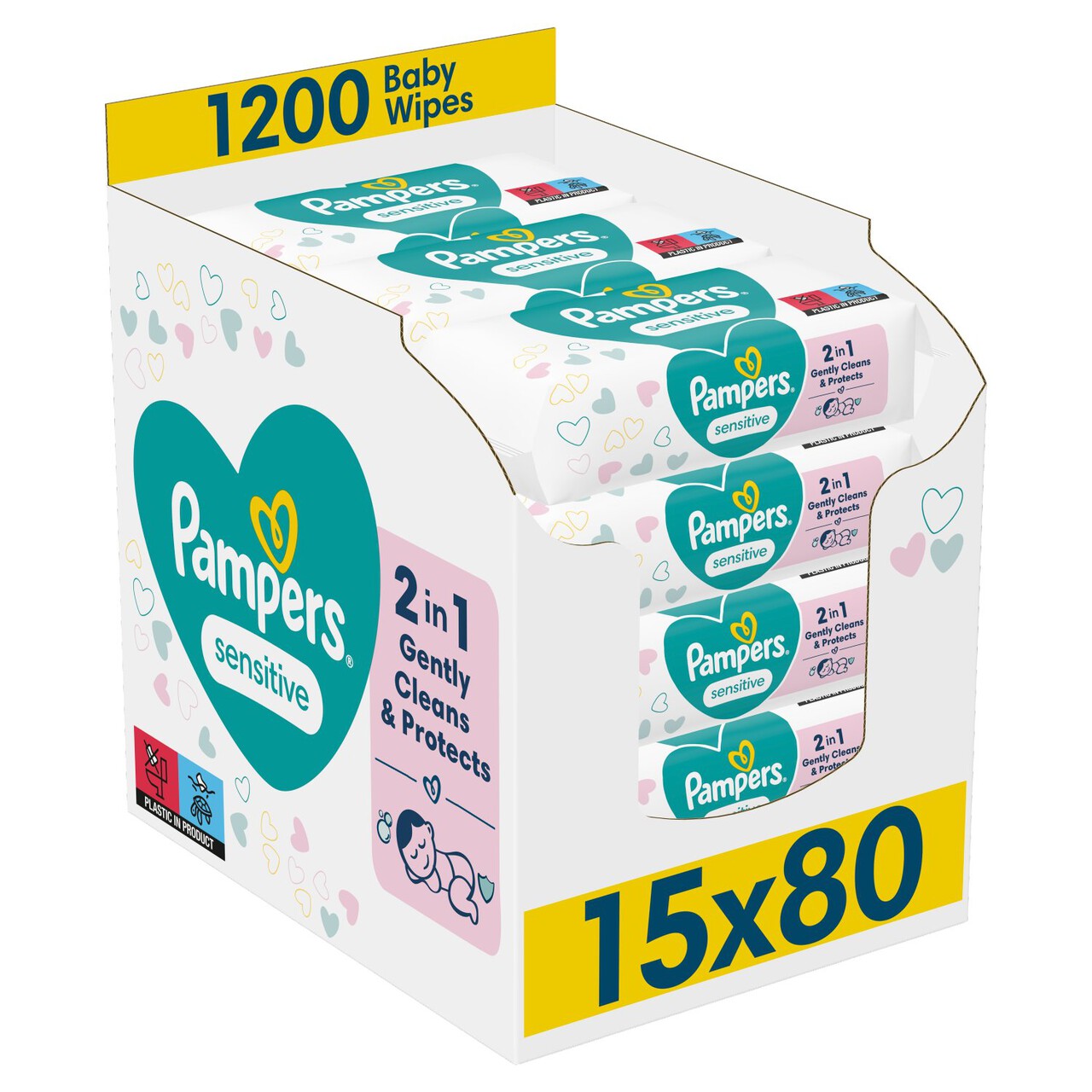 Pampers Sensitive Baby Wipes 15x80 = 1200 Wipes 81687213