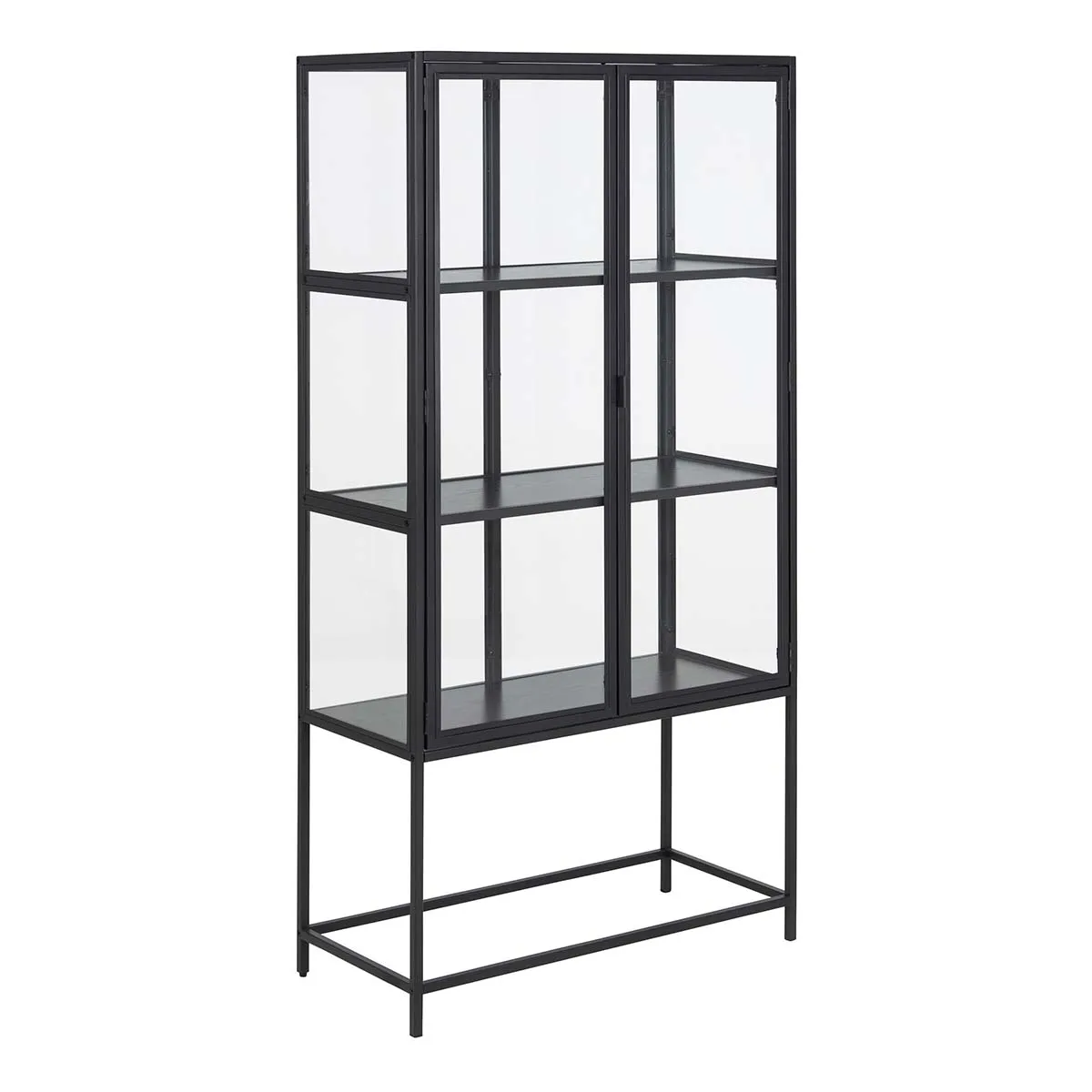Actona Group Seaford 2 Glass Door Display Cabinet in Black, none