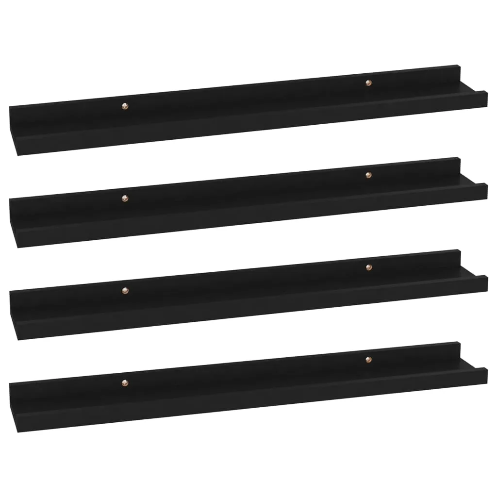VidaXL Wall Shelves 4 pcs Black 60x9x3 cm