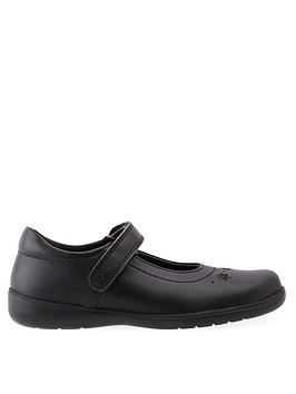 Bliss Vegan Mary Jane Riptape Girls School Shoes - Black , Black Synthetic, Size 1 Older