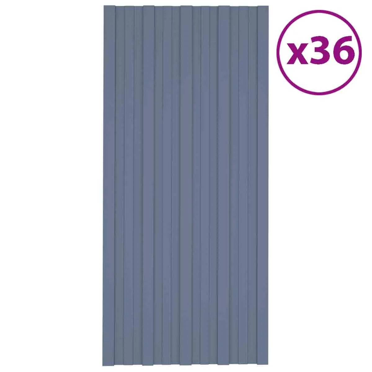 VidaXL Roof Panels 36 pcs Galvanised Steel Grey 100x45 cm