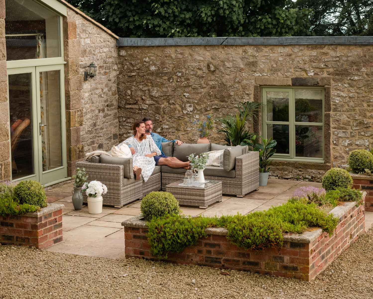 Rattan Direct Rattan Garden Corner Sofa Set in Grey - 6 Piece - Florida