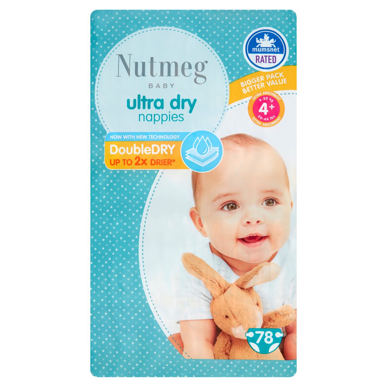 Nutmeg Ultra Dry Nappies Size 4+
