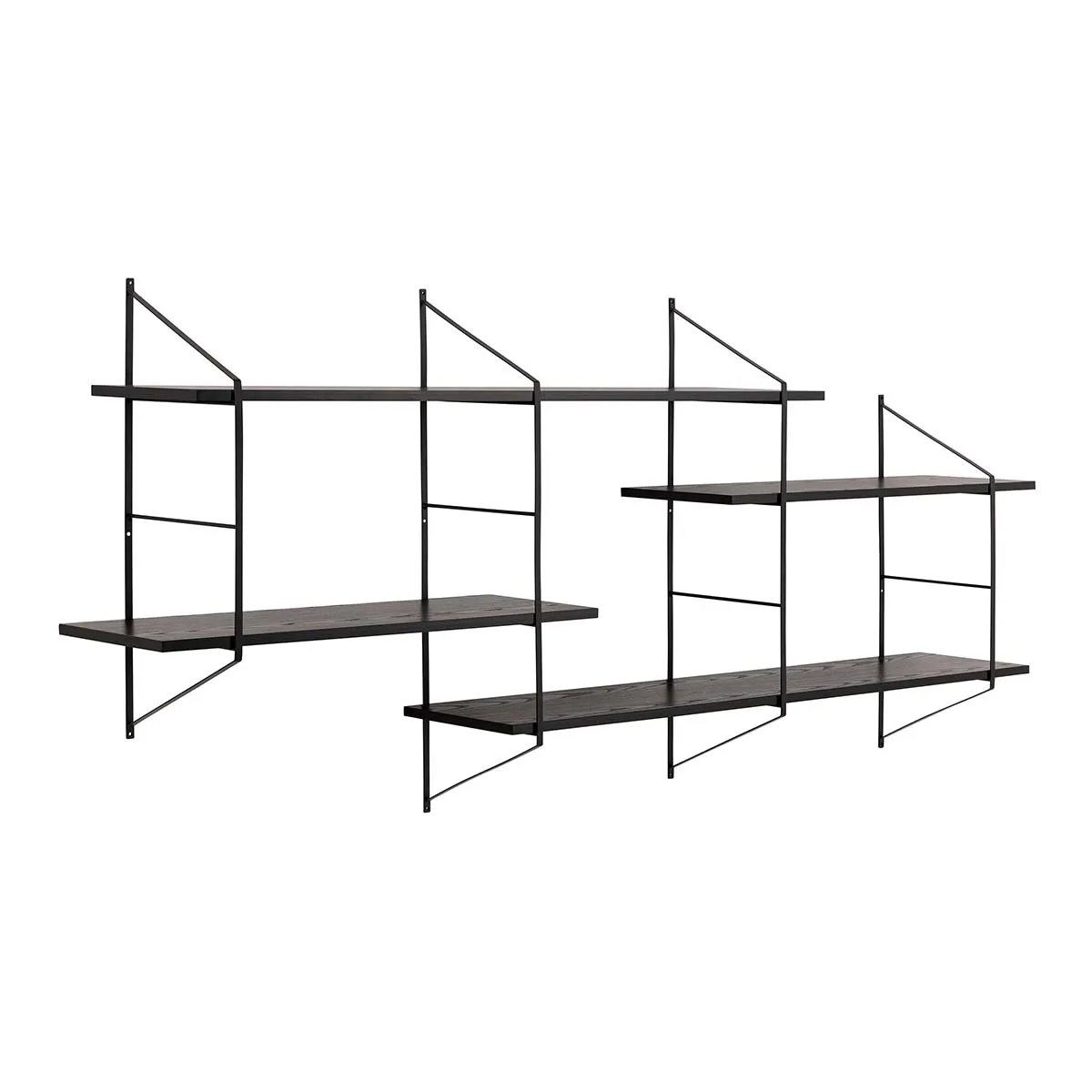 PKInvest Belfast Wall Unit with 4 shelves in Black, black