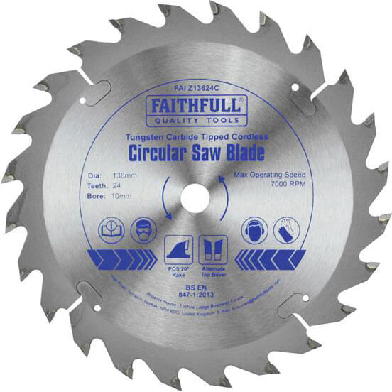 Faithfull FAIZ13624C TCT Cordless Trimsaw Blade 136 x 10mm x 24T POS