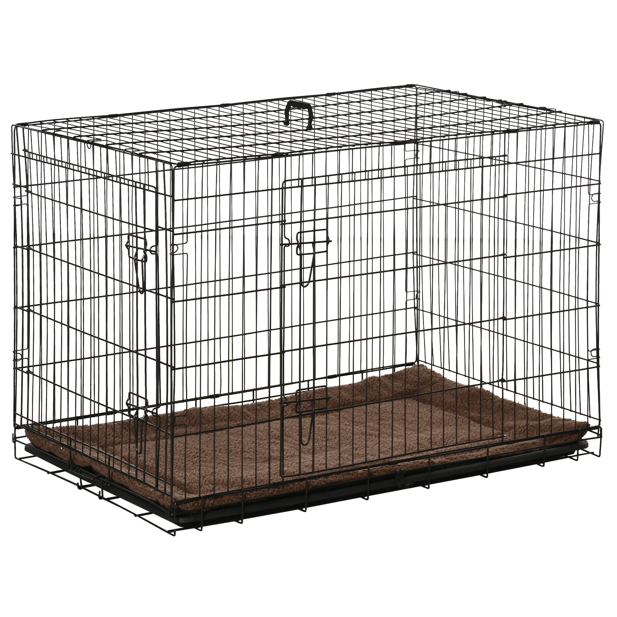 Cage caisse de transport pliante pour chien en métal noir 106 x 71 x 76