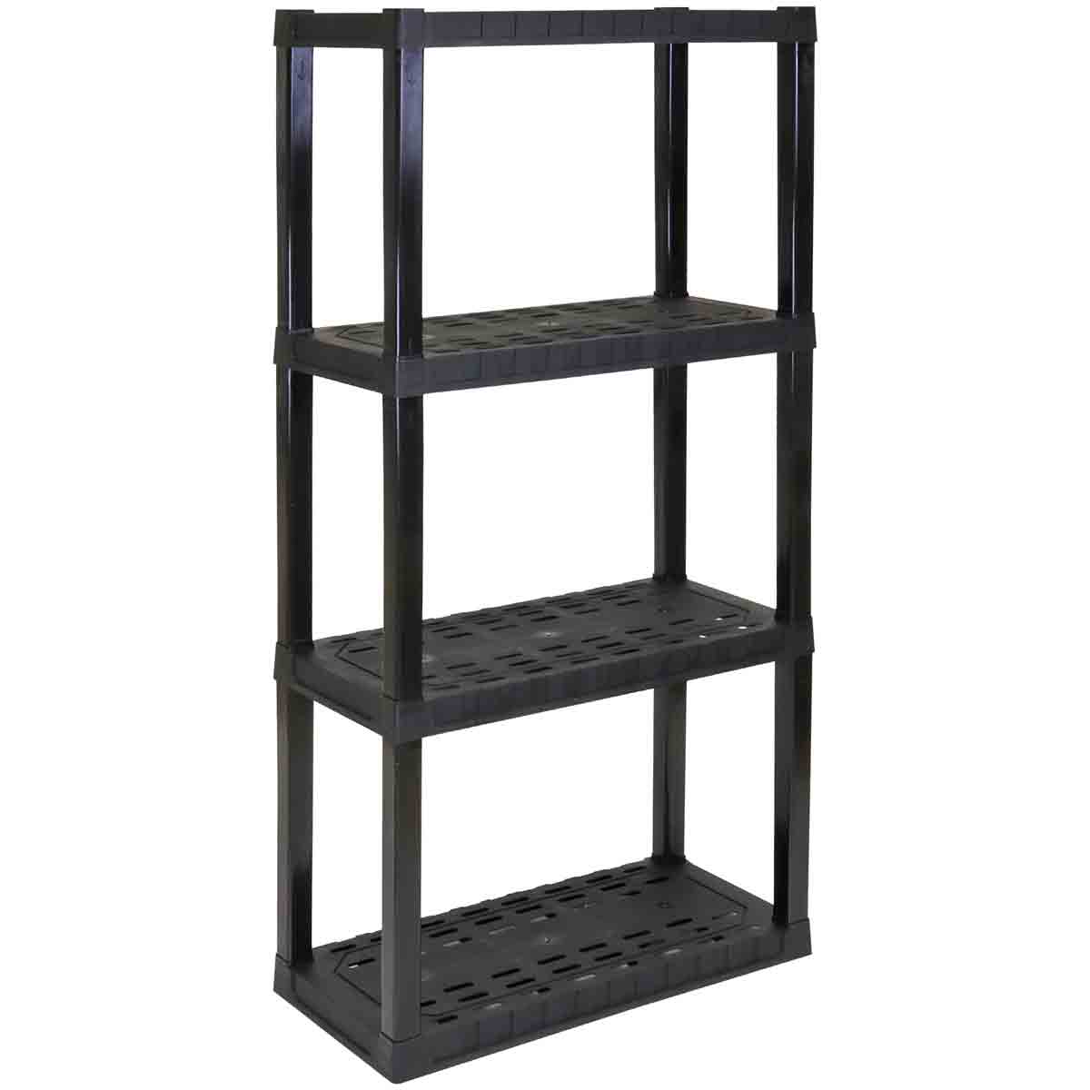 Oskar 4 Tier Garage Plastic Shelving Unit Large Black