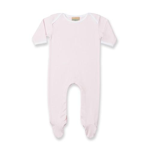  Larkwood Baby Unisex Contrast Long Sleeve Sleep Suit (12-18) (Pale Blue/White)