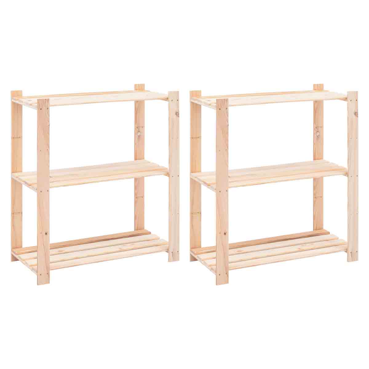 VidaXL 3-Tier Storage Racks 2 pcs 80x38x90 cm Solid Pinewood 150 kg