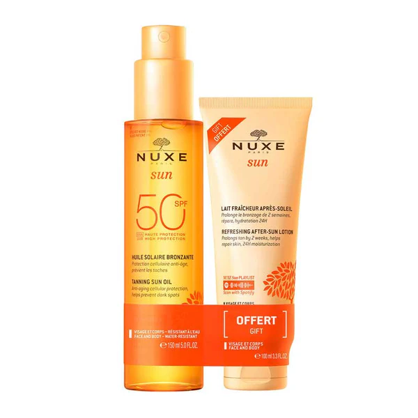 Nuxe Tanning Sun Oil Spf50 Face & Body 150ml + Refreshing After-sun Lotion 100ml