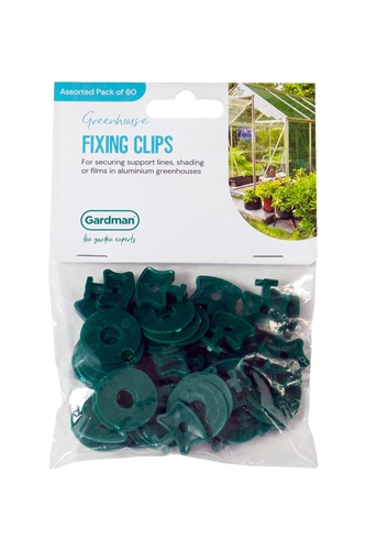Gardman Greenhouse Fixing Clips Asst 60pk