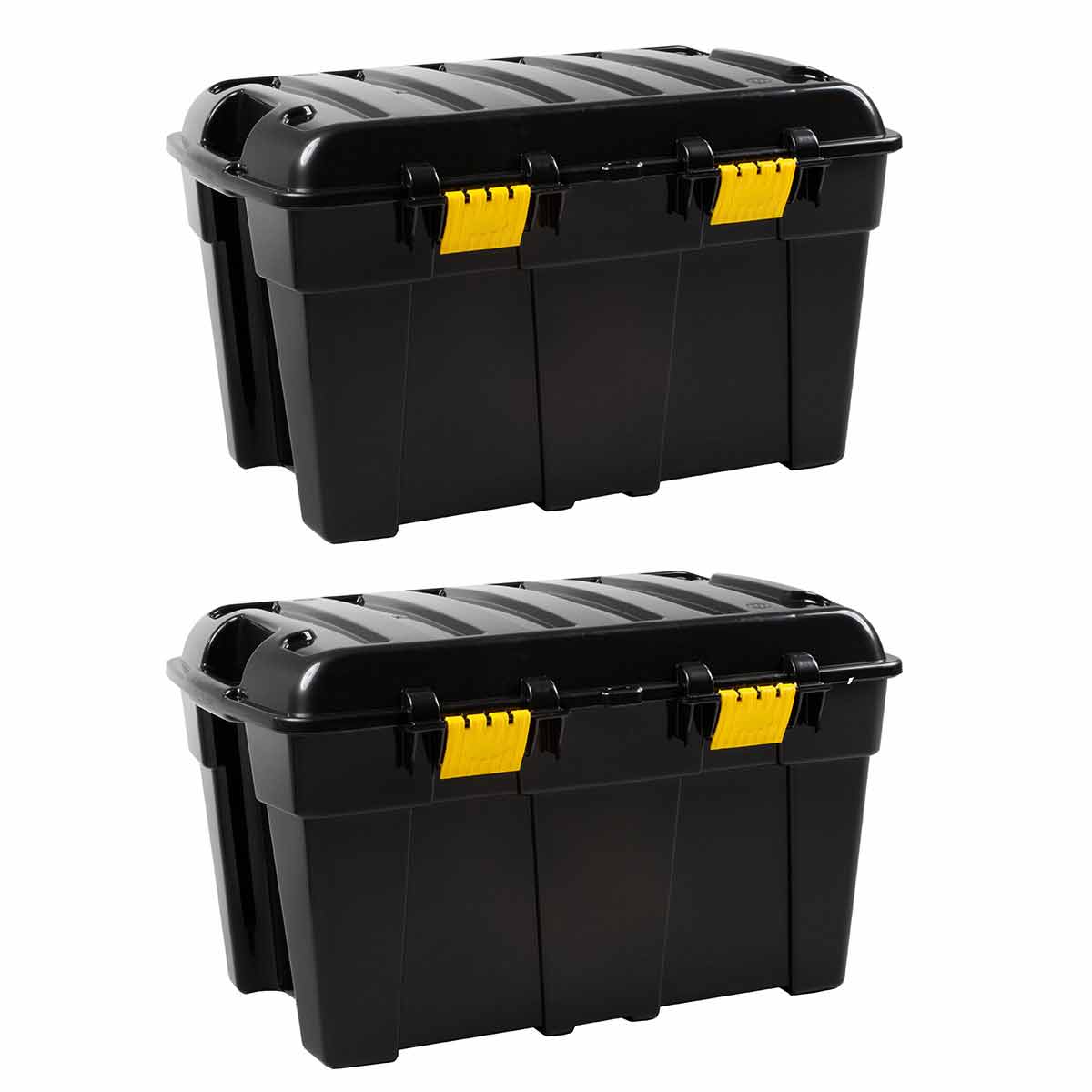 Wham Storage Pack of 4 - 48 Litre Plastic Trunk Storage Boxes - Black