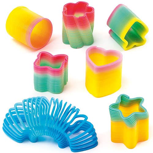 Baker Ross Small Rainbow Toy Springs - 12 Springy Toys In 6 Designs. Slinky Springs For Party Bags. Size 3.5cm.