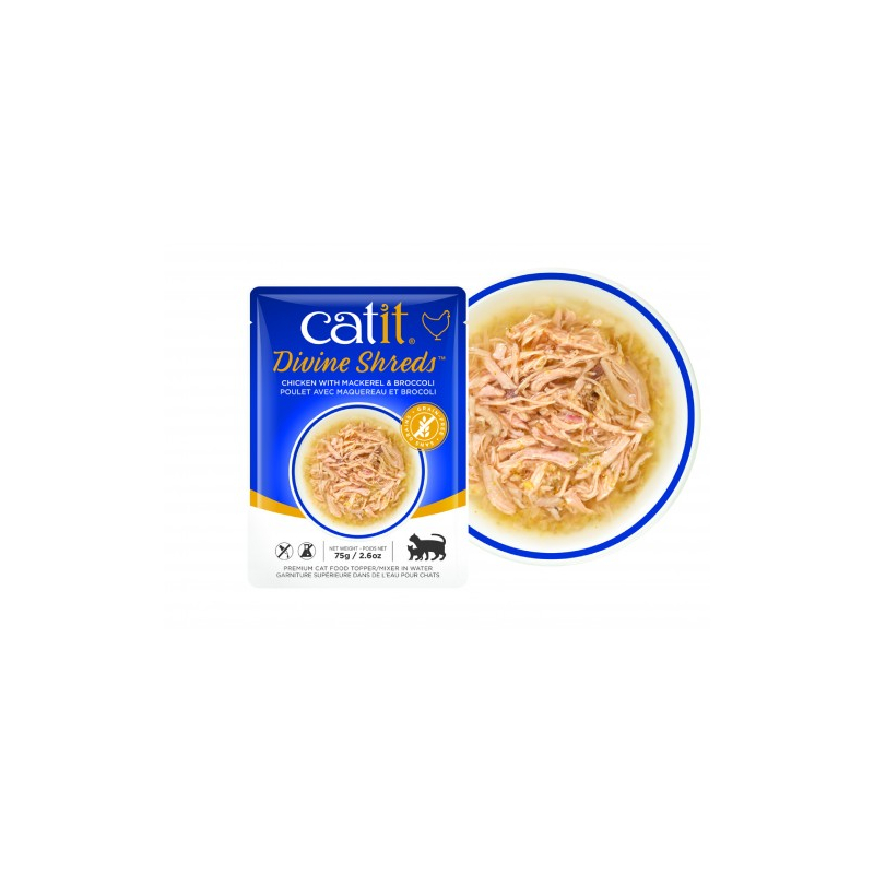  Divine Shreds Pollo Con Caballa & Brocoli Pouch Para Gatos 18 X 75 Grs