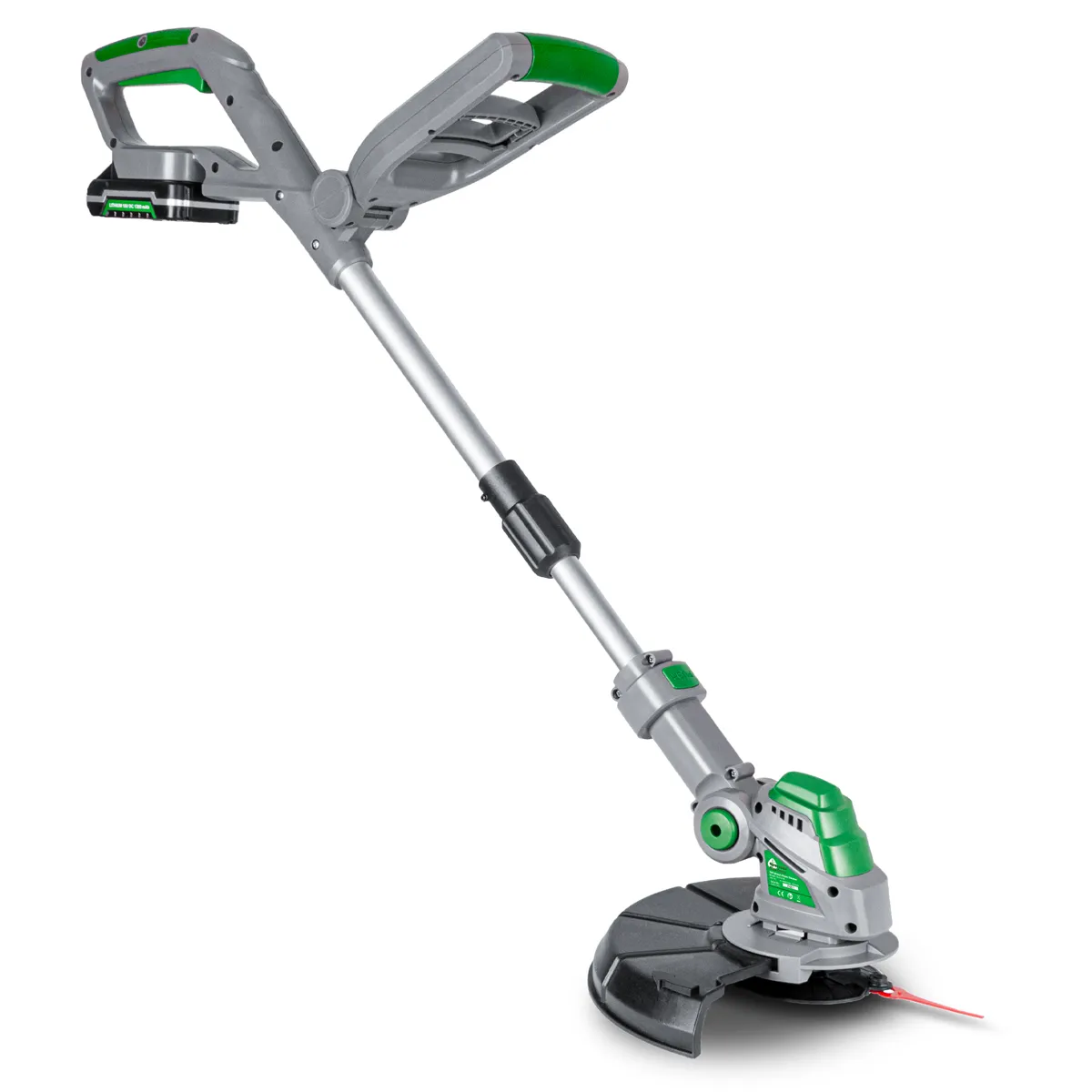 Cordless Grass Strimmer 18V Li-Ion Battery Powered - Green and Grey