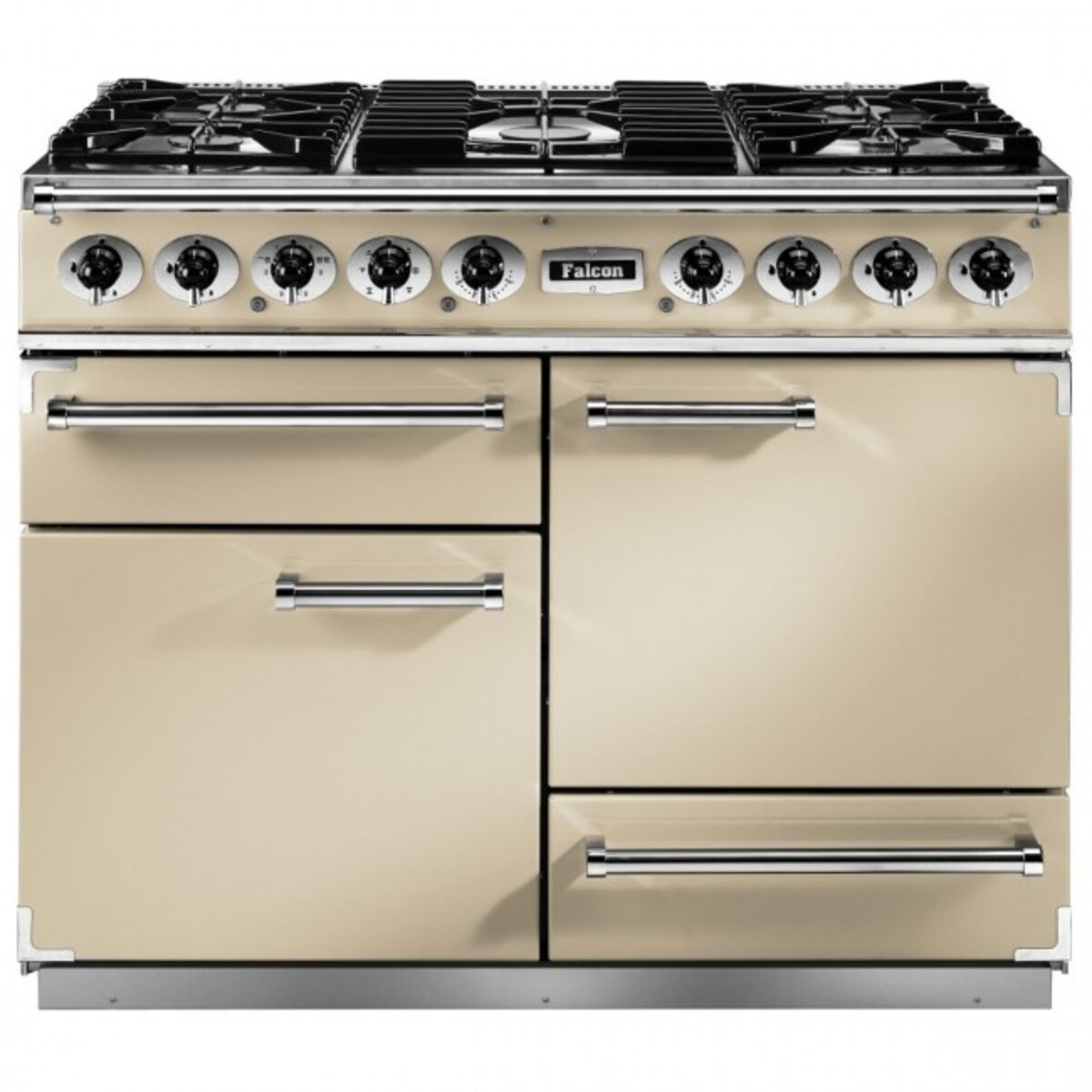 Falcon F1092DXDFCR/BM Deluxe 110cm Dual Fuel Range Cooker - Cream/Brass